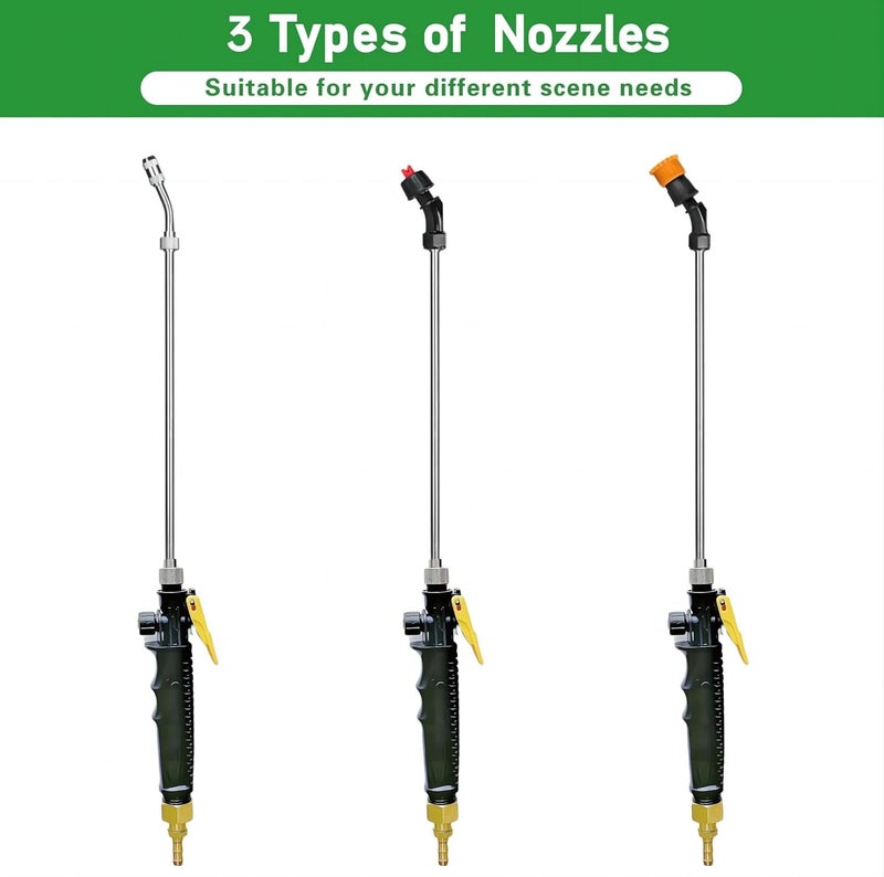 VanPet Stainless Steel Sprayer Wand Replacement with 3 Types of Nozzles, Fan Nozzle, 1/4" & 3/8" Brass Barb and 2 Hose Clamps (29 Inch Wand with 3 Nozzles) - Image 3
